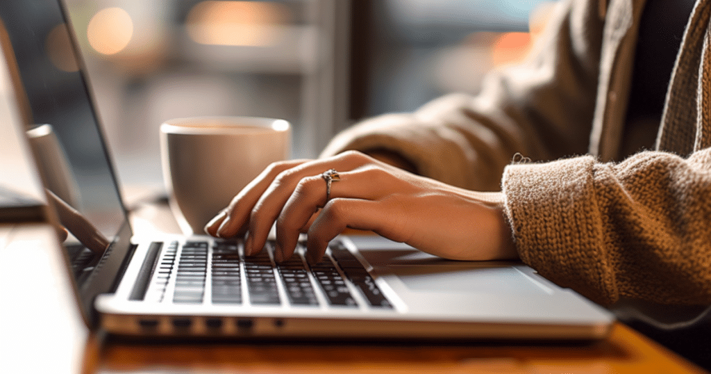 photo d'une personne en train de taper à son ordinateur pour illustrer qu est ce qu un blog